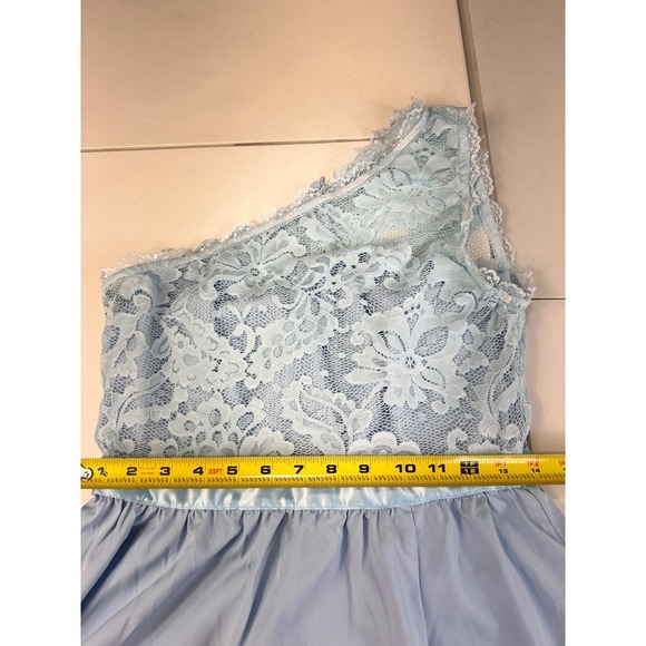 Shein One Shoulder Lace Bodice Formal Maxi Dress Light Blue Elegant M - Picture 5 of 9